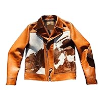 Cowhide Leather Jacket with Authentic Hair Finish and Elegant Pony Skin Texture in Exotic Animal Print