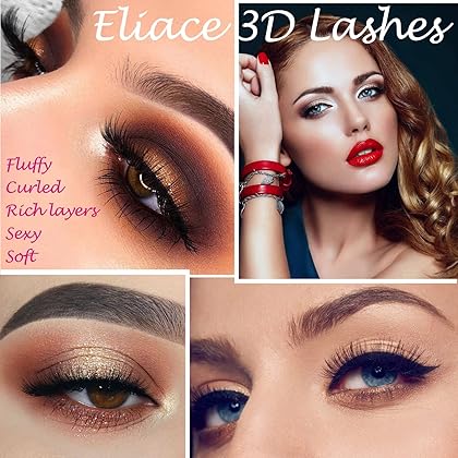 Eliace Eyelashes, 50 Pairs 5 Styles 3D Faux Mink Lashes Natural Look Wispy Fluffy Handmade Cat False Eyelashes Set Professional Fake Eyelashes Pack