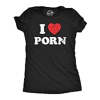 Womens I Heart Porn T Shirt Funny Adult Film Sex Movie Joke Tee for Ladies