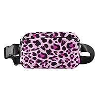 Pink Leopard Skin Fanny Packs for Women Men Belt Bag with Adjustable Strap Fashion Waist Packs Crossbody Bag Waist Pouch for Travel Workout