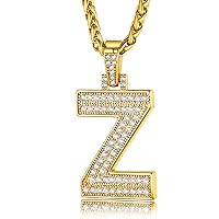 Men Letter Chain for Hip Hop Dancer, Big Gold Initial Z Necklaces Sports Jewelry for Father