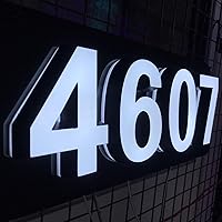 LED House Numbers Signs Custom Vertical/Horizontal Lighted Backlit Home Address Plaque Illuminated Door Number Sign Outdoor Street Address Sign Easy Install House Number Sign Set (4 letters)