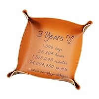 3 Years Anniversary Leather Gifts for Him Husband Boyfriend Wedding Engagement 3th Anniversary Tray for Men Women Wife Christmas Valentines Day Birthday Gifts for Fiance Fiancee Couple