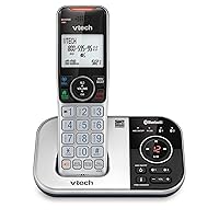 VTech VS112 DECT 6.0 Bluetooth Expandable Cordless Phone for Home with Answering Machine, Call Blocking, Caller ID, Intercom and Connect to Cell (Silver & Black)