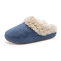 Slippers for Women and Men Memory Foam Slippers House Shoes Faux Suede Upper Rubber Sole Faux Fur Lining Warm Comfy Indoor Fuzzy Slippers