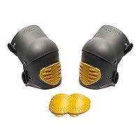 TSE-TFLX-XL Flex Work Knee Foam Padding Pads - Anti-Slip Strong Double Straps Comfortable Knee Protection Breathable Heavy Duty for Indoor and Outdoor Use – XL, Black & Yellow