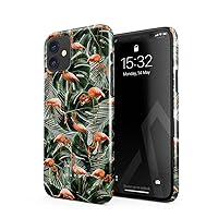 BURGA Phone Case Compatible with iPhone 12 Mini - Flamingo Green Palm Trees Leaf Tropical Leaves Exotic Bird Summer Cute Case for Women Thin Design Durable Hard Plastic Protective Case