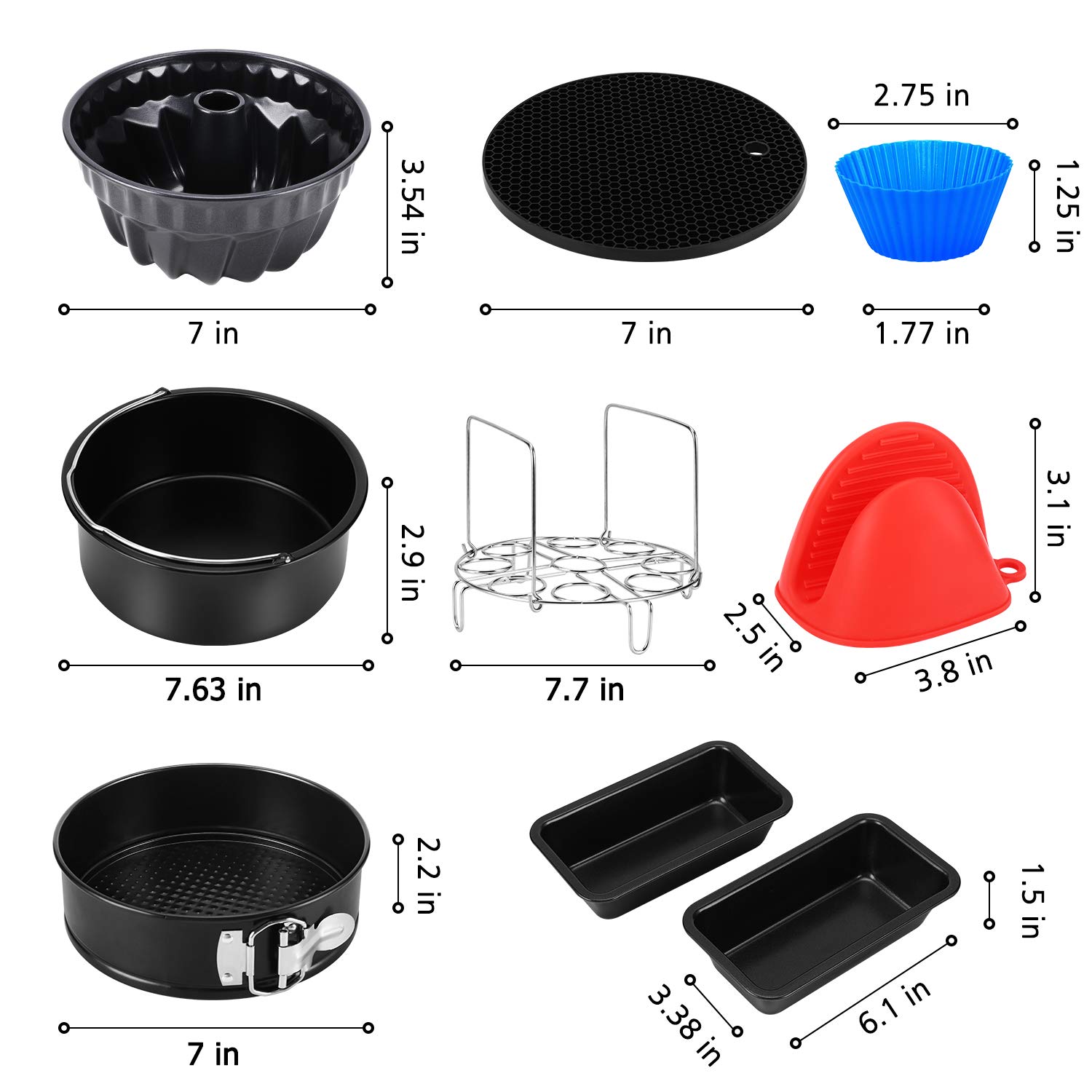 Esjay Cake Baking Pan Set Compatible with Ninja Foodi 6.5, 8Qt, Accessories Compatible with Instant Pot 6, 8Qt, Air Fryer Accessories Cake Baking Pan Set for 5.8 QT