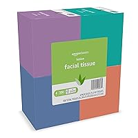 Amazon Basics Facial Tissue with Lotion, 2-Ply, 300 Count (4 Packs 75) (Previously Solimo)(Packaging may vary)