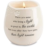 19176 In Memory Light Remains Ceramic Soy Wax Candle , White 8 oz,Floral