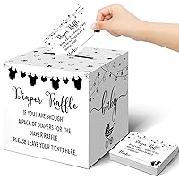 Teling 51 Pieces Diaper Raffle Tickets with Diaper Raffle Card Box Baby Shower Decorations Baby Shower Holder Box for Girl Boy Diaper Raffle Party (Fresh Style)