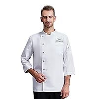 Custom Chef Coat Men's Long Sleeve Classic Chef Jacket Hotel Kitchen Restaurant Chef Uniform