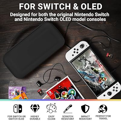 Orzly Carry Case Compatible with Nintendo Switch and New Switch OLED  Console - Black Protective Hard Portable Travel Carry Case Shell Pouch with  Pockets for Accessories and Games