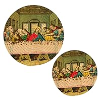 The Last Supper Trivets for Hot Dishes Pot Holders Set of 2 Pieces Hot Pads for Kitchen Cotton Round Trivets for Hot Pots and Pans Placemats Set for Kitchen Countertops Decor