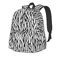 Black White Texture Print Patterns Backpack Print Shoulder Canvas Bag Travel Large Capacity Casual Daypack With Side Pockets