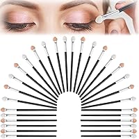 30pcs Eyeshadow Applicators, PAGOW Sponge Eyeshadow Brushes, Eye Shadow Brush With Aluminum Pipe Head, Double Sided And Washable, Handle Length: 4.44 inch / 11 cm