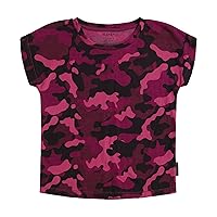 HUDSON Girls' Short Sleeve Patterned Tee, Relaxed Fit Jersey T-Shirt with Crewneck