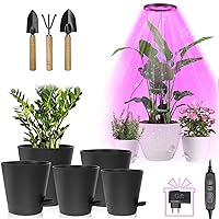 Plant Pots 7/6.5/6/5.5/5 Inch Self Watering Planters with Drainage Hole, Plant Grow Light,LED Growing Light Full Spectrum for Large Plant Light,147 CM Plant Growing Lamps with Height Adjustable,10-Lev