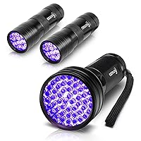 ESCO LITE UV Black Light 51 LED and 2 Packs12 LED 395nm Flashlight for Pet Urine Detection,Dry Stains,Bed Bug,Scorpion
