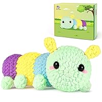 CROCHETTA Crochet Kit for Beginners, Beginner Crochet Starter Kit for Adults with Step-by-Step Video Tutorials, Crochet Animal Kits for Kids, DIY Knitting Supplies, 1 Pack Caterpillar (40%+ Yarn)