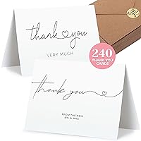 Durabasics 240 Thank You Cards with Envelopes & Stickers, Premium and Elegant Thank You Cards for Small Business, Wedding, Baby Shower and Bridal Shower