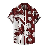 Vintage Bowling Shirts for Men 50S Short Sleeve Tropical Floral Printed Casual Button Down Beach Shirt