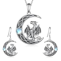 Dragon Gifts for Women 925 Sterling Silver Dragon Necklace Dragon Earrings for Women Girls