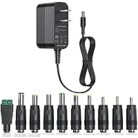 DC 9V Power Cord 9V Power Supply Universal Power Adapter 9V 1A Charger Replacement with 10 Interchangeable Jacks Compatible with 100mA 200mA 300mA 400mA 500mA 600mA 700mA 800mA 900mA 1000mA Equipment