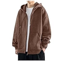 Autumn And Winter Men's Solid Color Cardigan Sweater Loose Large Hooded Sweater