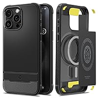 Spigen Magnetic Rugged Armor MagFit Designed for iPhone 15 Pro Max Case, [Extreme Protection Technology] Compatible with MagSafe (2023) - Matte Black