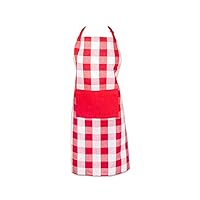 DII Unisex Buffalo Check Kitchen Collection, Classic Farmhouse Chef Apron, One Size, Red & White