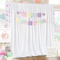 White Backdrop Curtains for Parties Photo Backdrop Wrinkle Free Polyester Fabric Drape for Wedding Baby Shower Birthday Home Party Supplies