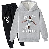 Teen Jude Bellingham Comfy Soft Outfits-Fleece Lined Long Sleeve Hooded Sweatshirt and Sweatpants Set for Boys Girls