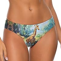Giraffe Swimming Women's T-Back Thong G String Low Waist Underwear Sexy Brief