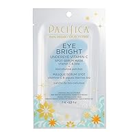 Pacifica Beauty, Eye Bright Vitamin C Spot Serum Mask, Under Eye Patches, Brightening, Moisturizing, Plumping for all Skin Types, Plant-Based, Vegan + Cruelty Free, Blue, 1 Count