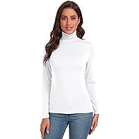 Women's Turtleneck Tops Casual Lightweight Slim Fitted Long Sleeve Base Layer Shirts