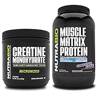 Creatine Monohydrate, Unflavored, (150 g) and Muscle Matrix Protein Powder, (Confetti Cake) Supplement Bundle – Muscle Energy, Maximum Growth, Recovery, and Strength