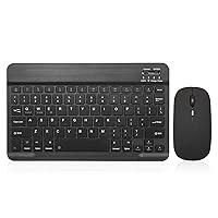Ultra-Slim Bluetooth Keyboard Portable Mini Wireless Keyboard Rechargeable for Apple iPad iPhone Samsung Tablet Phone Smartphone iOS Android Windows (10 inch Black)
