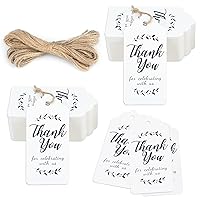 G2PLUS Thank You for Celebrating with Us Tags, 100PCS White Paper Thank You Gift Tags with String for Mother's Day, Wedding, Birthday, Graduation, Baby Shower Party Favors