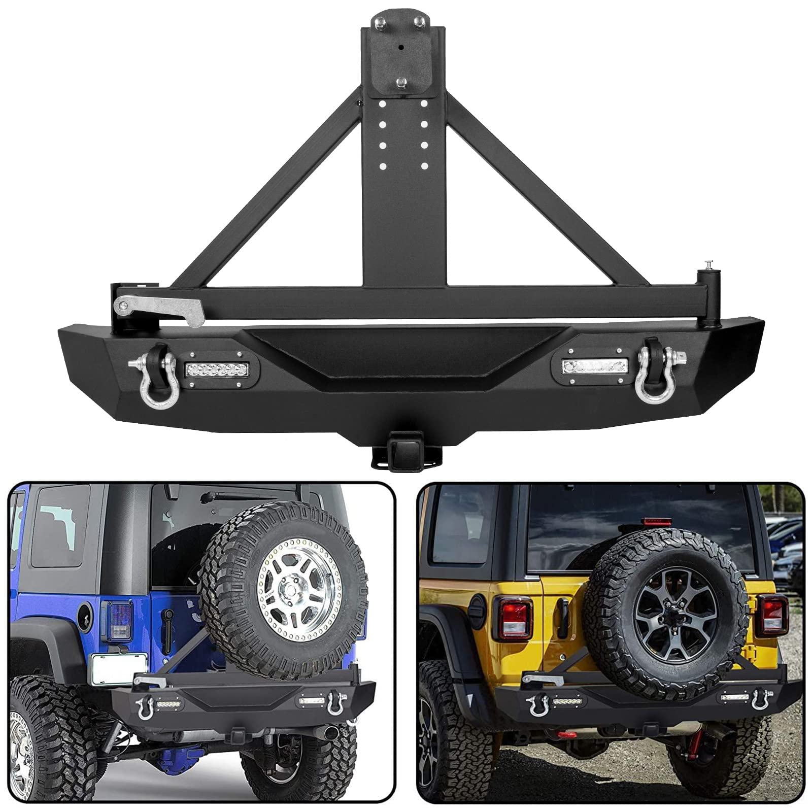 Mua ECOTRIC Steel Rear Bumper Compatible with 2007-2018 Jeep Wrangler JK  with Tire Carrier Bumper w/Lockable Tire Carrier 2