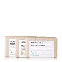 MARLOWE. No. 102 Men's Body Scrub Soap 7oz (Variety Pack) | Best Exfoliating Bar for Men | Made w/Natural Ingredients | Green Tea Extract | Features 3 Amazing Scents