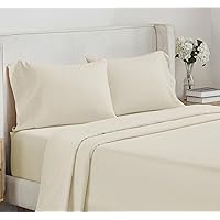 California Design Den 4 Piece King Size Sheet Set - 100% Cotton 500 Thread Count, Cooling Deep Pocket Bed Sheets with Fitted Elastic Sheet, Extra Soft Luxury Hotel Quality - Ivory