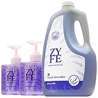 Eco Friendly Hand Soap Refills Family Pack - Pland Dervied Liquid Handsoap With 5x Vitamins - 2 12oz Pump Dispenser Bottles and 1 64oz Refill - Lavender