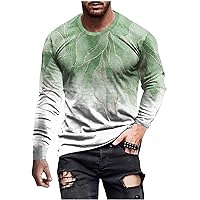 Graphic Plus Size Long Sleeve Men Trendy Novelty 3D Printed Funny T Shirts Crewneck Slim Fit Casual Hipster Tees Tops