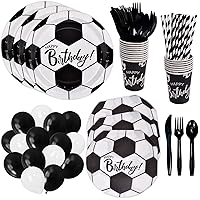 DYLIVeS 192 Pcs Soccer Birthday Party Supplies, Soccer Themed Party Decorations Soccer Party Favors Packs Disposable Tableware for Kids, 8
