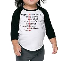 Toddler Retro Hamilton an American Musical Black Size 5-6 Toddler 100% Cotton 3/4 Sleeve Athletic Baseball Raglan Shirt
