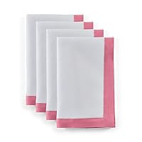 Solino Home Linen Napkins – 20 x 20 Inch Cloth Dinner Napkins Set of 4 – 100% Pure Linen Pink Carnation and White Napkins – Washable Fabric Napkins for Spring, Summer – Classic
