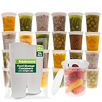 Food Storage Containers [24 Set] 32 oz Plastic Deli Containers with Lids, Slime, Soup, Meal Prep Containers | BPA Free | Stackable | Leakproof | Microwave/Dishwasher/Freezer Safe