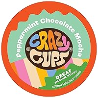 Crazy Cups Decaf Flavored Coffee Pods, Peppermint Chocolate Mocha, Decaffeinated Coffee for Keurig K Cups Machines, Hot or Iced Coffee, Decaf Coffee in Recyclable Pods, 22 Count (Pack of 1)