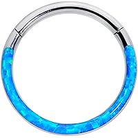 Body Candy Womens 16G Titanium Hinged Segment Ring Seamless Cartilage Nipple Synth Opal Nose Hoop